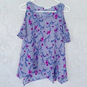 Pink Rose cold shoulder v-neck top